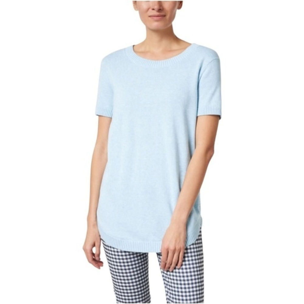 Kinross Light Blue Cotton Tunic‎ Top Short Sleeves Size M